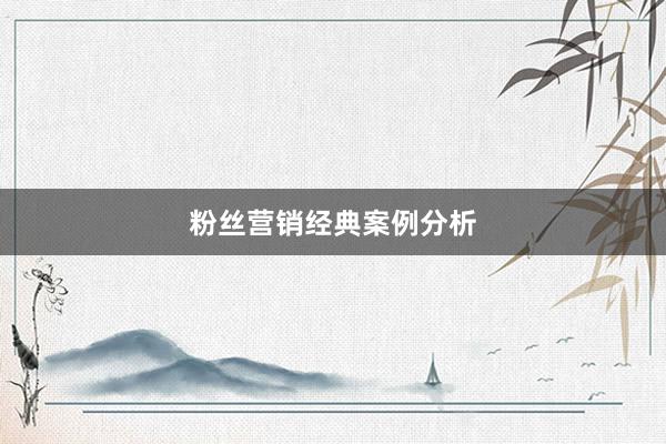 粉丝营销经典案例分析